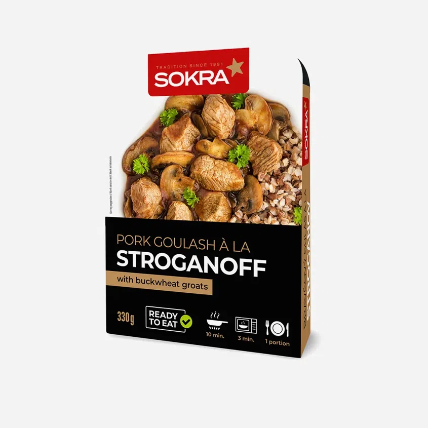 Vepřový guláš a la Stroganov s pohankou